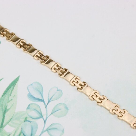 "Rose Gold Polished Link Bracelet in 19cm Gold Plated Brass, XPBL0874 - Picture 2 of 12